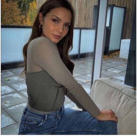 Zara White Label Combination Knit Corset Sweater Mesh Style Blogger Fav Bodysuit - Picture 2 of 8